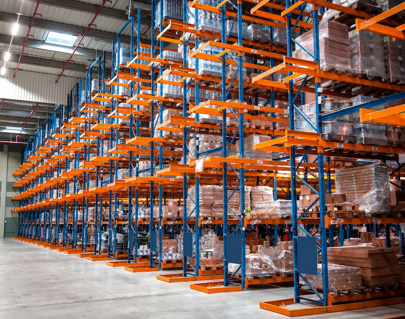 Warehouse aisle with pallet racking