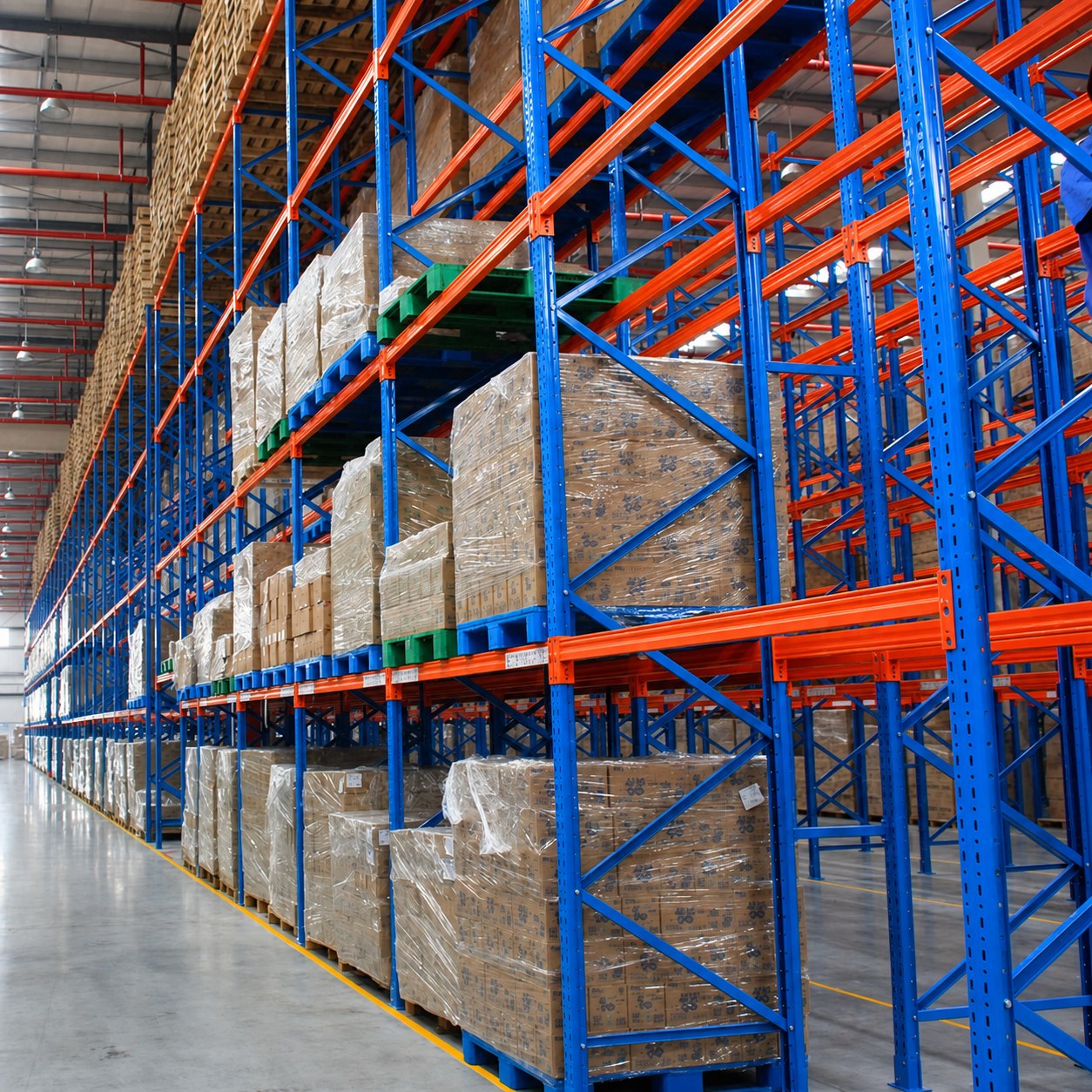 Pallet racks with stored goods